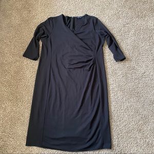 Lands end dress (16w) elbow sleeve black gather